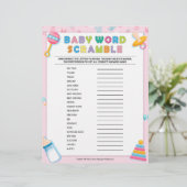 Baby Word Scramble [Baby Basics Pink] Briefbogen (Stehend Vorderseite)