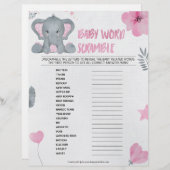 Baby Word Scramble [Baby Elephant [Pink] Briefbogen (Vorne/Hinten)