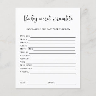 Baby Word Scramble Baby Showspiel