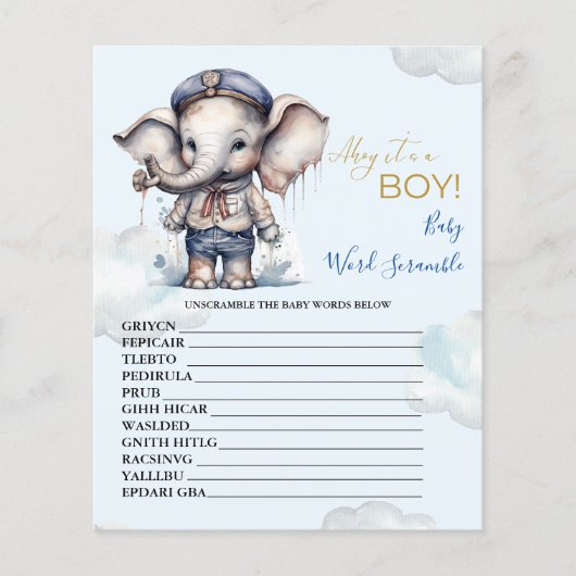 Baby Word Scramble Baby Showspiel (Vorderseite)