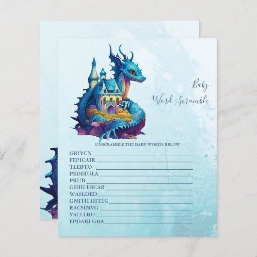 Baby Word Scramble Baby Showspiel (Vorne/Hinten)