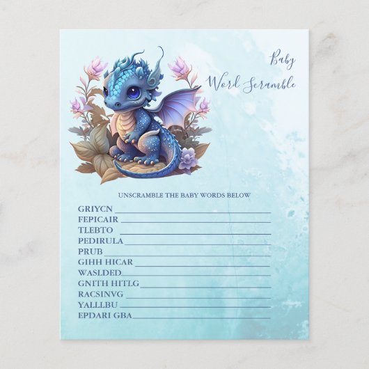 Baby Word Scramble Baby Showspiel (Vorderseite)