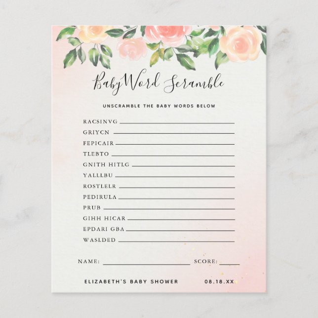 Baby Word Scramble | Baby Showspiel (Vorderseite)