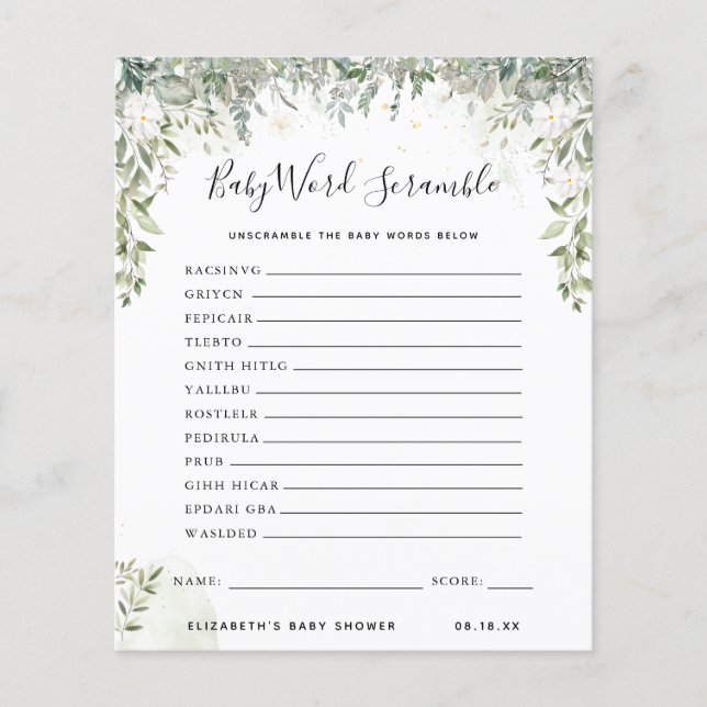Baby Word Scramble | Baby Showspiel (Vorderseite)