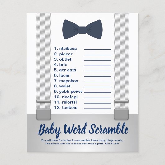 Baby Word Scramble, Baby Showspiel Flyer (Vorne)