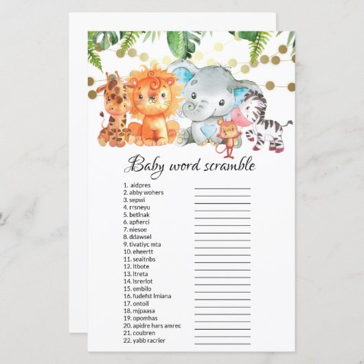Baby Word Scramble Baby Showspiele (Vorne/Hinten)