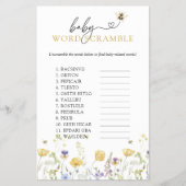 Baby Word Scramble Bee Wildblume Baby Shower Game Flyer (Vorne)