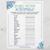 Baby Word Scramble [Blue Floral] Briefbogen (Vorderseite)