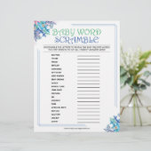 Baby Word Scramble [Blue Floral] Briefbogen (Stehend Vorderseite)