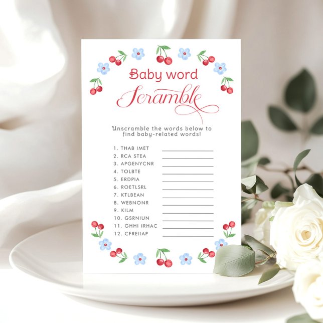Baby word Scramble Cherry auf Top Baby Dusche Spie (Von Creator hochgeladen)