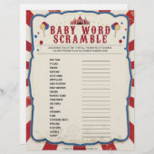 Baby Word Scramble [Circus Theme] Briefbogen (Vorne/Hinten)