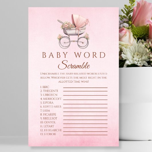Baby Word Scramble Classic Baby Shower Game Flyer
