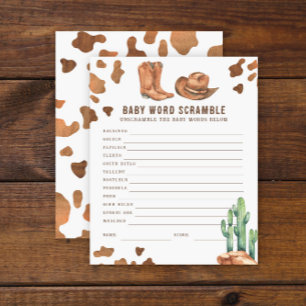 Baby Word Scramble Cowboy Baby Dusche