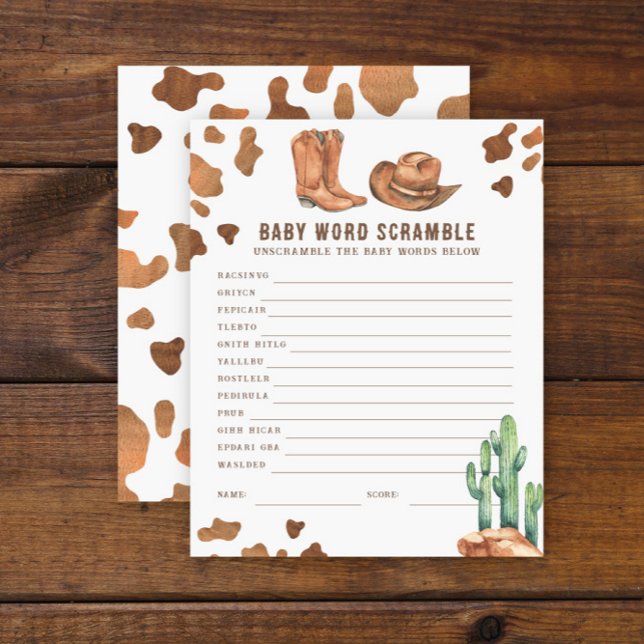 Baby Word Scramble Cowboy Baby Dusche (Von Creator hochgeladen)