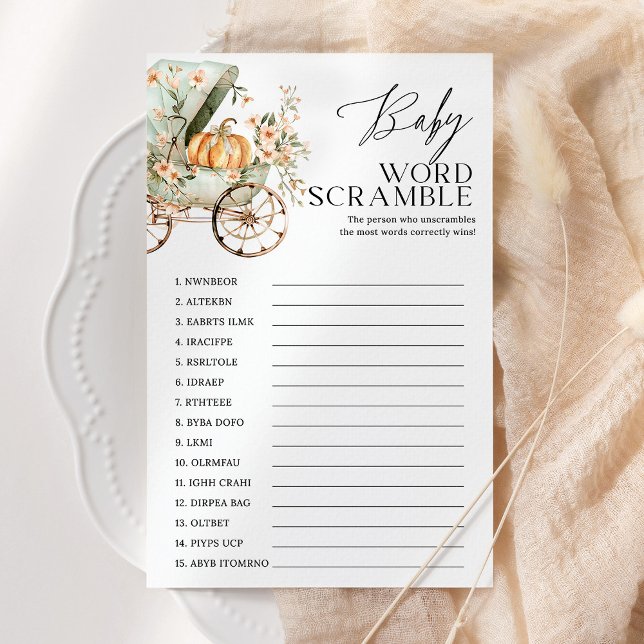 Baby Word Scramble Fall Pumpkin Baby Showspiel (Von Creator hochgeladen)