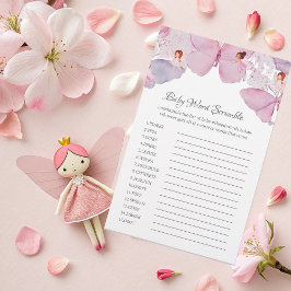 Baby Word Scramble Game Card Whimsical Fairy Theme