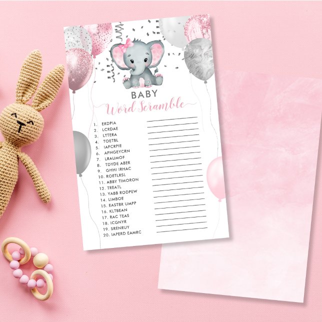 Baby Word Scramble Girl Elephant Showspiel (Baby Word Scramble Girl Elephant Shower Game)