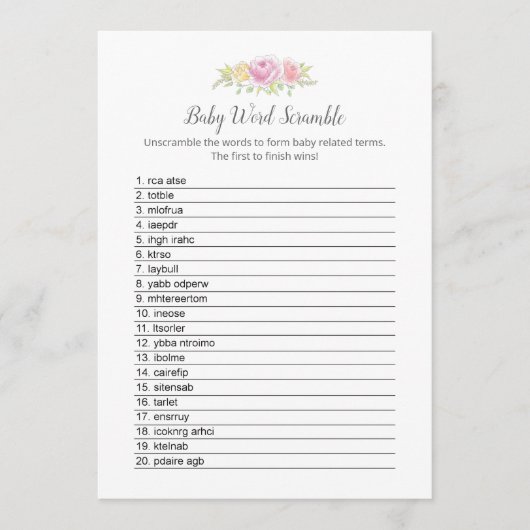 Baby Word Scramble Girl Teddy Bear Card Programm (Vorderseite)