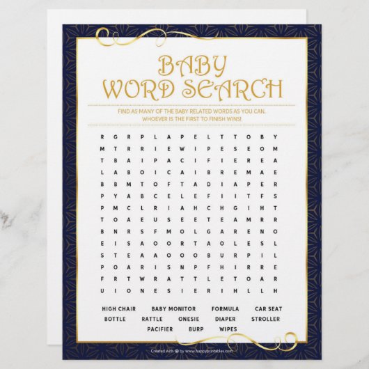 Baby Word Scramble [Golden Blue] Briefbogen (Vorne/Hinten)