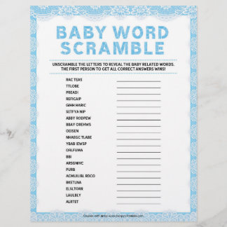 Baby Word Scramble [Luxury Lace [blau] Briefbogen
