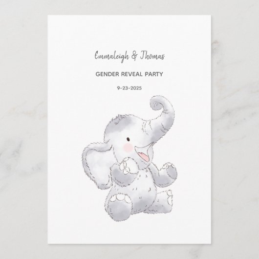 Baby Word Scramble Modern Baby Elephant Card Programm (Rückseite)