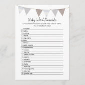 Baby Word Scramble Modern Baby Elephant Card Programm (Vorderseite)