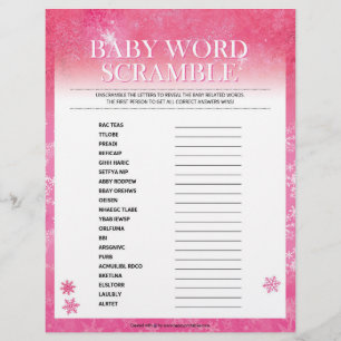 Baby Word Scramble [Snowy Pink] Briefbogen