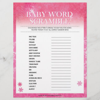 Baby Word Scramble [Snowy Pink] Briefbogen