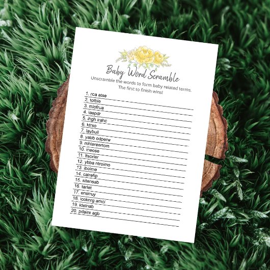 Baby Word Scramble Teddy Bear Card Programm