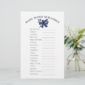 Baby Word Scramble Watercolor Navy Blue Floral (Stehend Vorderseite)