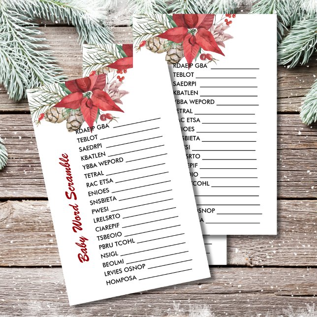 Baby Word Scramble Winterbaby in blühender Poinset (Von Creator hochgeladen)