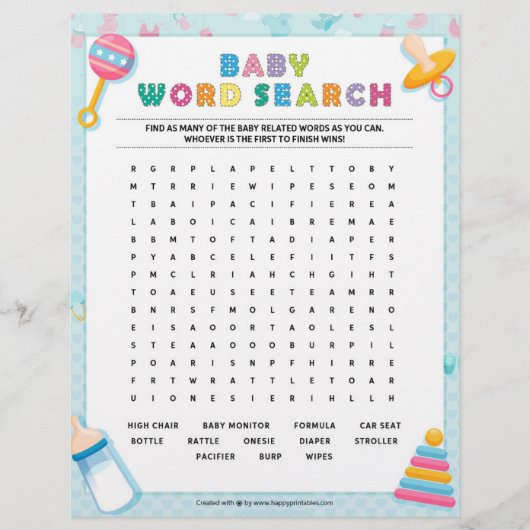 Baby Word Search [Baby Basics Blue] Briefbogen (Vorderseite)