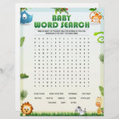 Baby Word Search Baby Shower Game [Tierthema] Briefbogen (Vorne/Hinten)