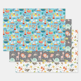 Baby Wrapping Paper Set Geschenkpapier Set