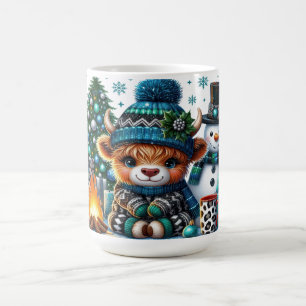 Baby Yak am Lagerfeuer mit Schneemann & Baum 🖋️ B Kaffeetasse