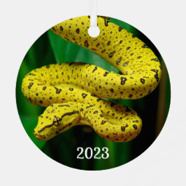 Baby Yellow Phase Green Tree Python Snake Ornament Aus Metall