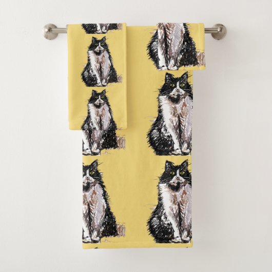 Baby Yellow Tuxedo Black Cat Cats Handtuch Set (Insitu)
