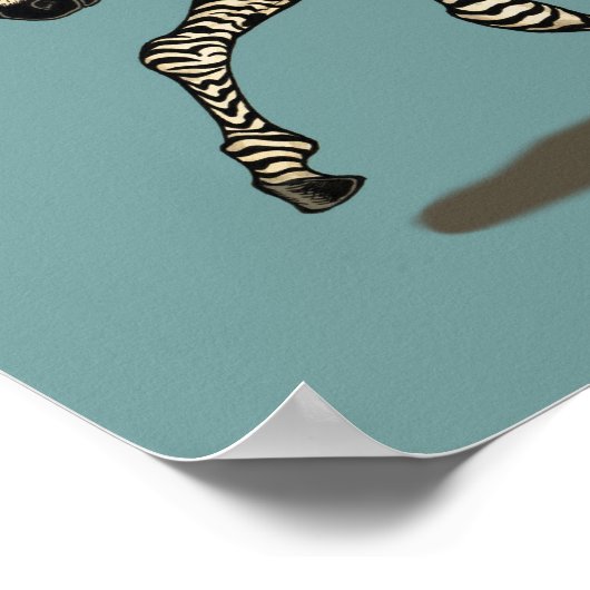 Baby zebra auf blauem Hintergrund Poster (Ecke)