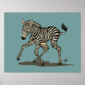 Baby zebra auf blauem Hintergrund Poster (Vorne)