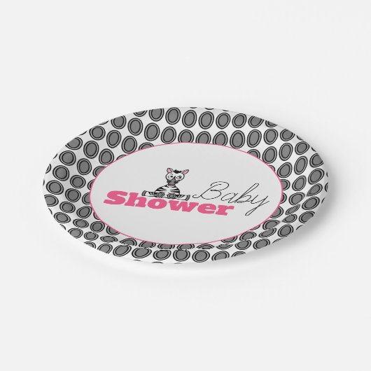 Baby Zebra, Babydusche Pappteller (Schrägansicht)