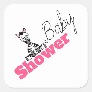 Baby Zebra, Babydusche Quadratischer Aufkleber