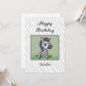Baby Zebra birthday card for child Karte (Vorderseite/Rückseite Beispiel)
