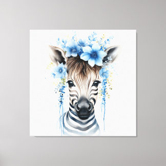Baby Zebra - Blue Blume Crown Leinwanddruck