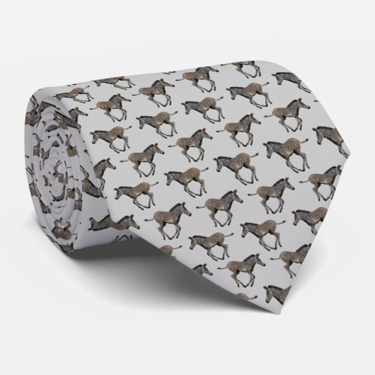 Baby Zebra Frenzy Krawatte (Light Gray) (Gerollt)