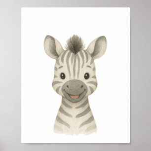 Baby-Zebra-Geschlechtsneutrales-Safari-Kinderzimme Poster