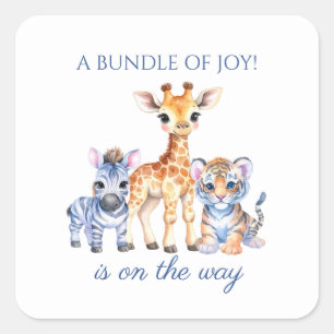 Baby Zebra Giraffe und Tiger Quadratischer Aufkleber