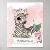*~* Baby Zebra Kinderzimmer Girl Jungle Sweet Name Poster (Vorne)