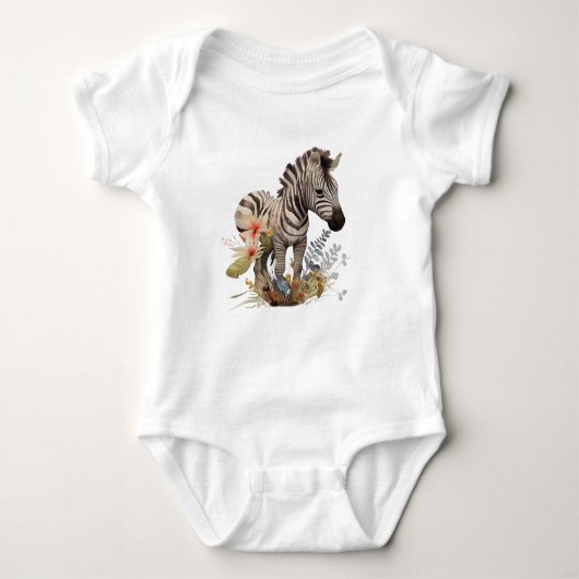 Baby Zebra mit vielen Blume Baby Strampler (Vorderseite)
