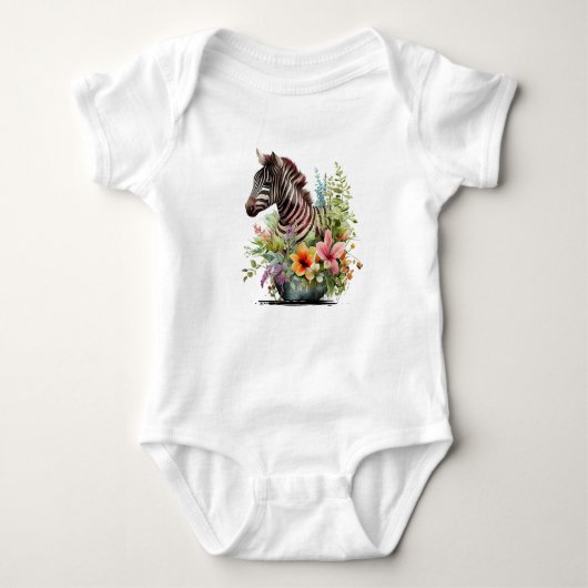 Baby Zebra mit vielen Blume Baby Strampler (Vorderseite)