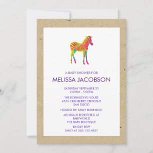 Baby-Zebra-Neonfarben-Baby-Shower-Einladung Einladung